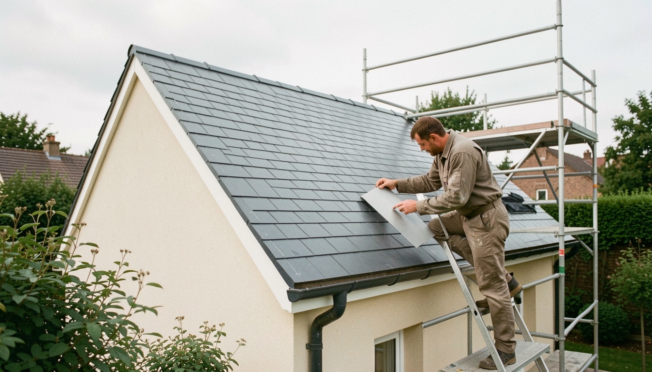 Bac acier effet ardoise pour une toiture en rénovation